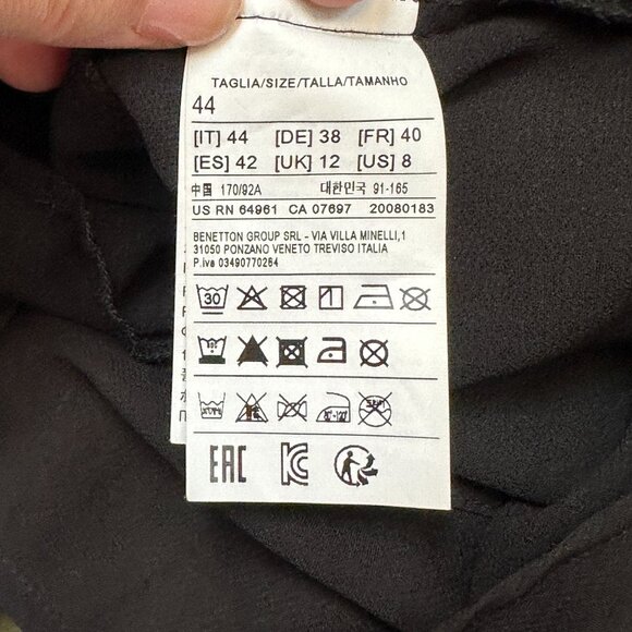 Sisley Color Block Pleated Asymmetrical Midi Dress Black US Size 8 Lined - Picture 7 of 15